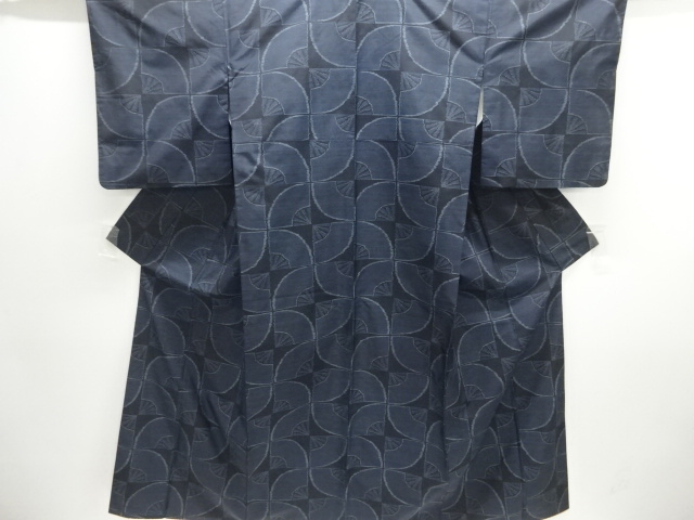 JAPANESE KIMONO / SILK / DORO OSHIMA TSUMUGI / WOVEN FOLDING FAN